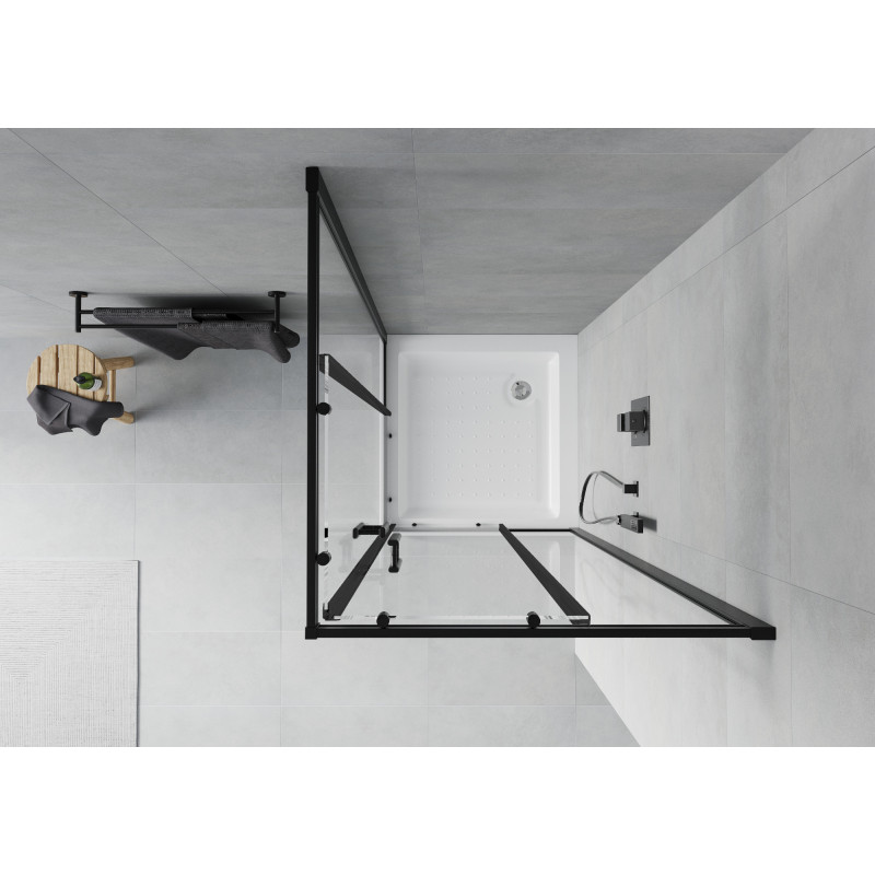 Mexen Rio quadratische Duschkabine 80 x 80 cm, transparent, schwarz + Duschwanne, weiß - 860-080-080-70-00-4510
