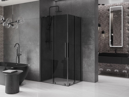 Mexen Velar Duo Schiebeduschkabine 100 x 90 cm, Graphit, Gun Metal - 871-100-090-42-95
