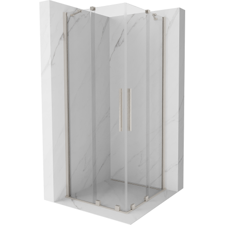 Mexen Velar Duo Schiebeduschkabine 80 x 80 cm, transparent, gebürstetes Nickel - 871-080-080-02-97