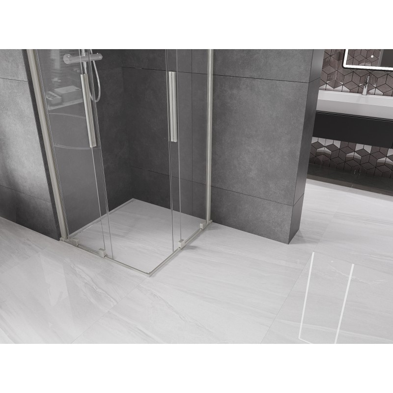 Mexen Velar Duo Schiebeduschkabine 90 x 90 cm, transparent, gebürsteter Nickel - 871-090-090-02-97