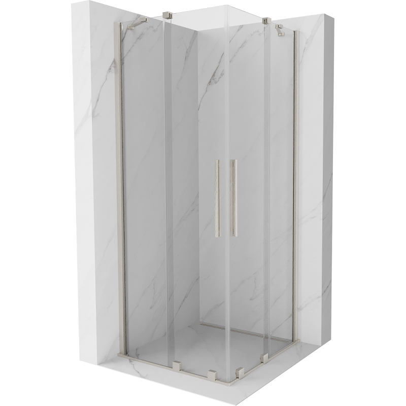 Mexen Velar Duo Schiebetür-Duschkabine 100 x 100 cm, transparent, gebürsteter Nickel - 871-100-100-02-97