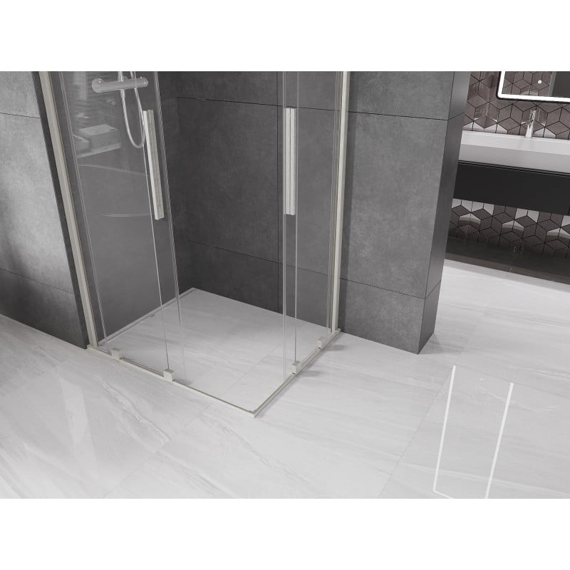 Mexen Velar Duo Schiebeduschkabine 90 x 80 cm, transparent, gebürsteter Nickel - 871-090-080-02-97