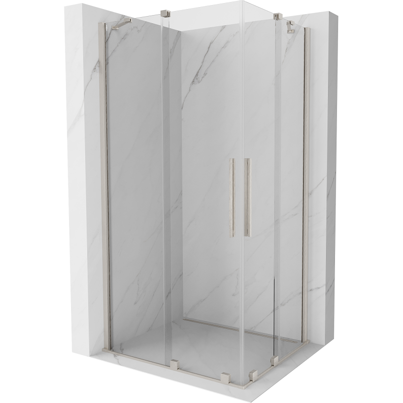 Mexen Velar Duo Schiebeduschkabine 90 x 80 cm, transparent, gebürsteter Nickel - 871-090-080-02-97