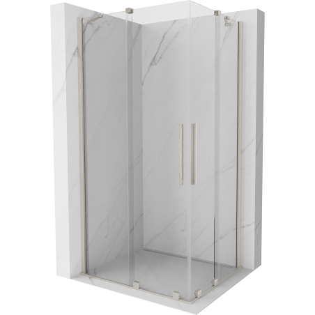Mexen Velar Duo Schiebeduschkabine 90 x 80 cm, transparent, gebürsteter Nickel - 871-090-080-02-97