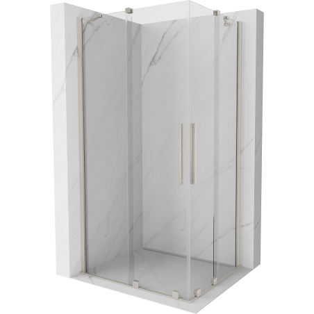 Mexen Velar Duo Schiebeduschkabine 100 x 90 cm, transparent, gebürstetes Nickel - 871-100-090-02-97