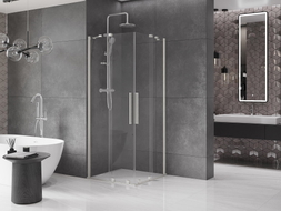 Mexen Velar Duo Schiebeduschkabine 80 x 80 cm, transparent, gebürstetes Nickel - 871-080-080-02-97