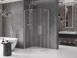 Mexen Velar Duo Schiebeduschkabine 100 x 90 cm, transparent, gebürstetes Nickel - 871-100-090-02-97