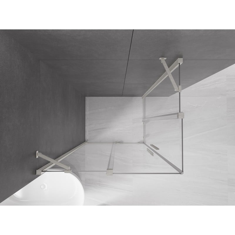 Mexen Velar Duo Schiebeduschkabine 90 x 80 cm, transparent, gebürsteter Nickel - 871-090-080-02-97
