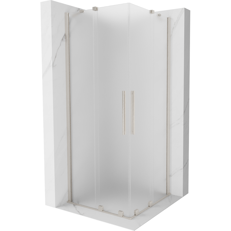 Mexen Velar Duo Schiebetür-Duschkabine 90 x 90 cm, mattiert, gebürstetes Nickel - 871-090-090-32-97
