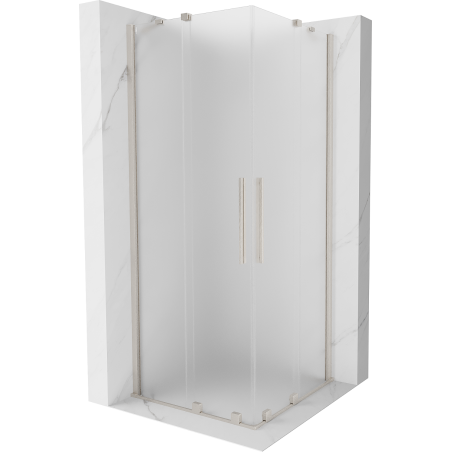 Mexen Velar Duo Schiebetür-Duschkabine 90 x 90 cm, mattiert, gebürstetes Nickel - 871-090-090-32-97