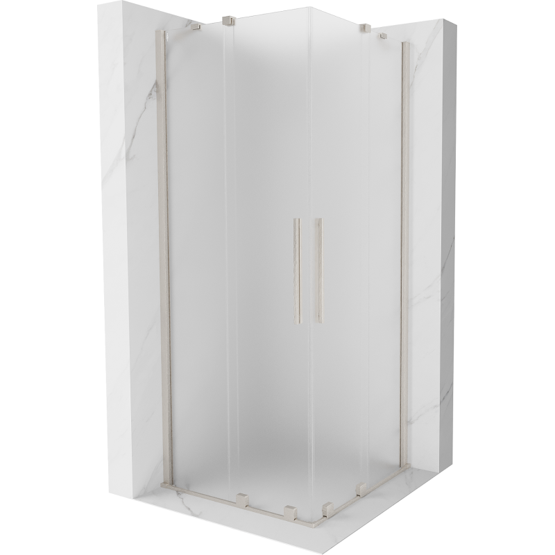 Mexen Velar Duo Duschkabine zum Schieben 100 x 100 cm, mattiert, gebürsteter Nickel - 871-100-100-32-97