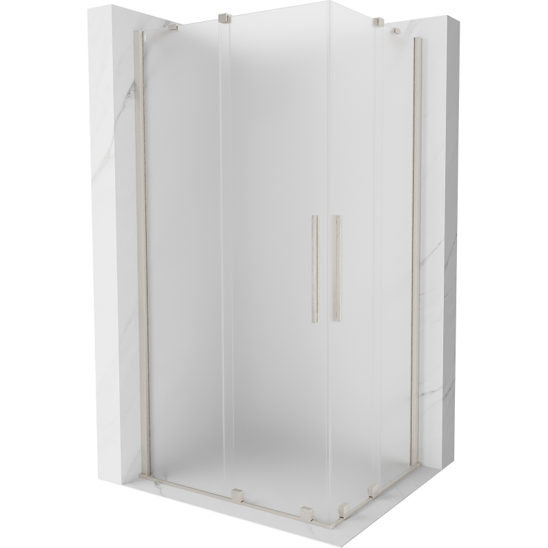 Mexen Velar Duo Schiebetür Duschkabine 90 x 80 cm, matt, gebürsteter Nickel - 871-090-080-32-97