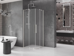 Mexen Velar Duo Duschkabine Schiebetür 80 x 80 cm, matt, gebürstetes Nickel - 871-080-080-32-97
