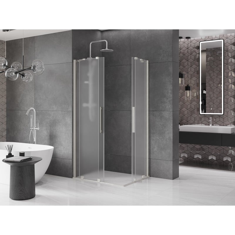 Mexen Velar Duo Duschkabine, verschiebbar, 100 x 90 cm, Eis, gebürstetes Nickel - 871-100-090-32-97