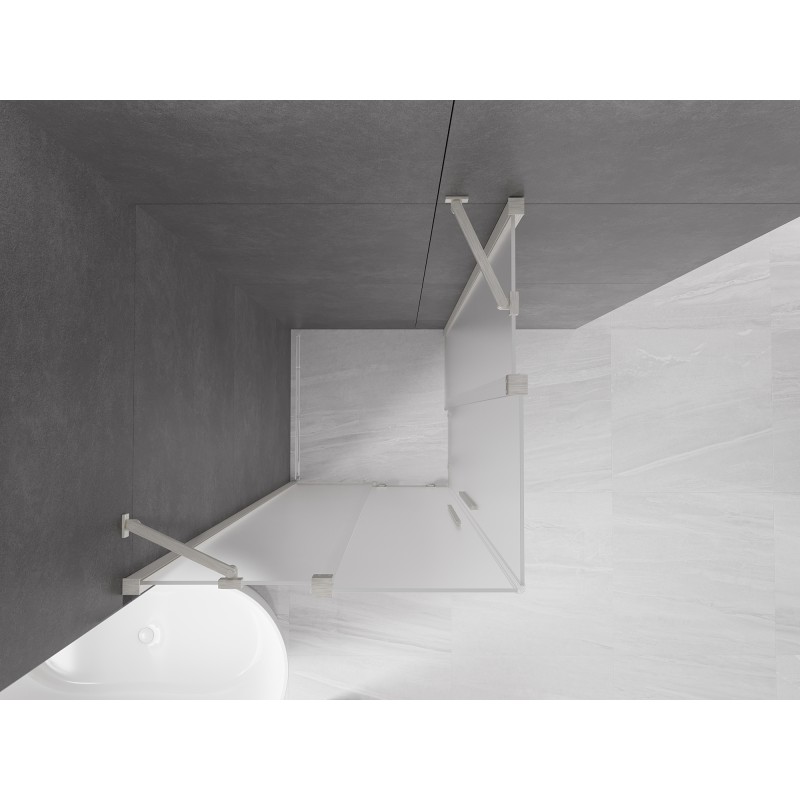 Mexen Velar Duo Duschkabine Schiebetür 80 x 80 cm, matt, gebürstetes Nickel - 871-080-080-32-97