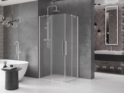 Mexen Velar Duo Duschkabine, verschiebbar, 100 x 90 cm, Eis, gebürstetes Nickel - 871-100-090-32-97