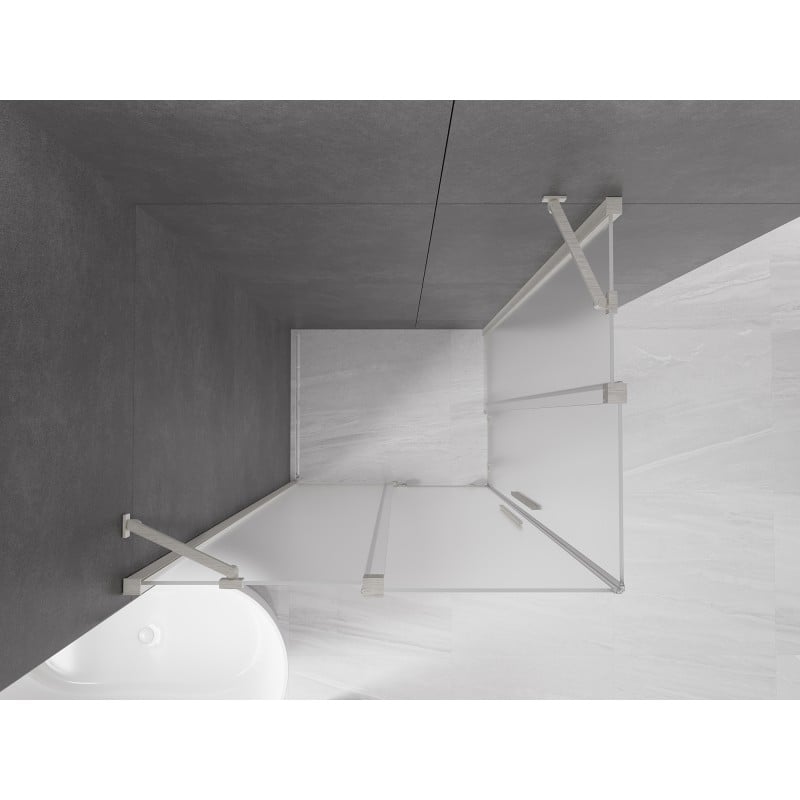 Mexen Velar Duo Duschkabine, verschiebbar, 100 x 90 cm, Eis, gebürstetes Nickel - 871-100-090-32-97