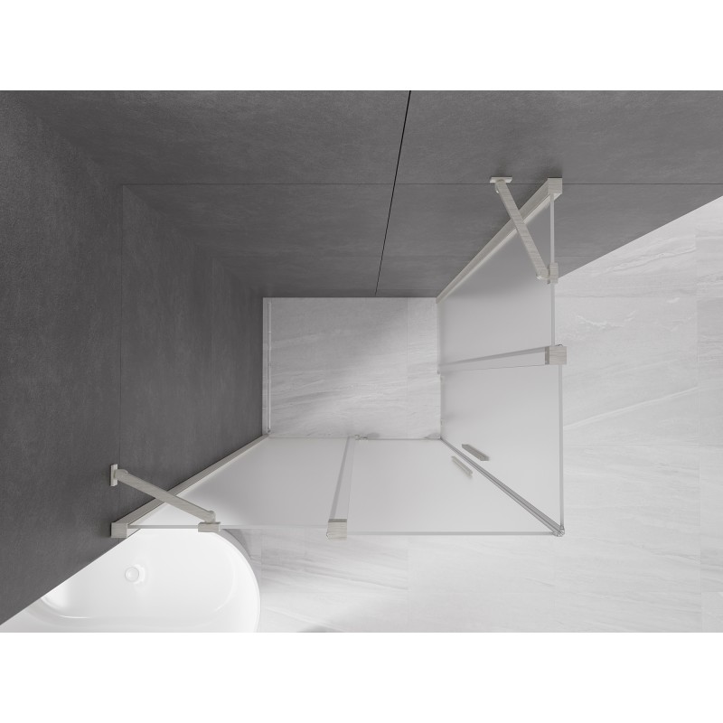 Mexen Velar Duo Schiebetür Duschkabine 90 x 80 cm, matt, gebürsteter Nickel - 871-090-080-32-97