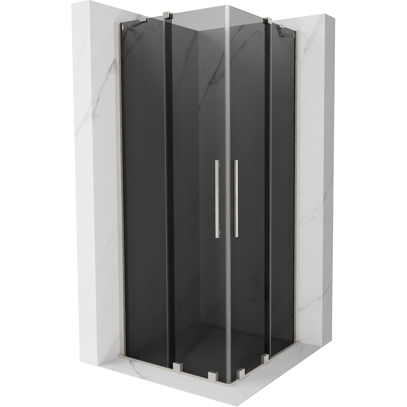 Mexen Velar Duo Duschkabine Schiebetür 80 x 80 cm, graphit, gebürsteter Nickel - 871-080-080-42-97