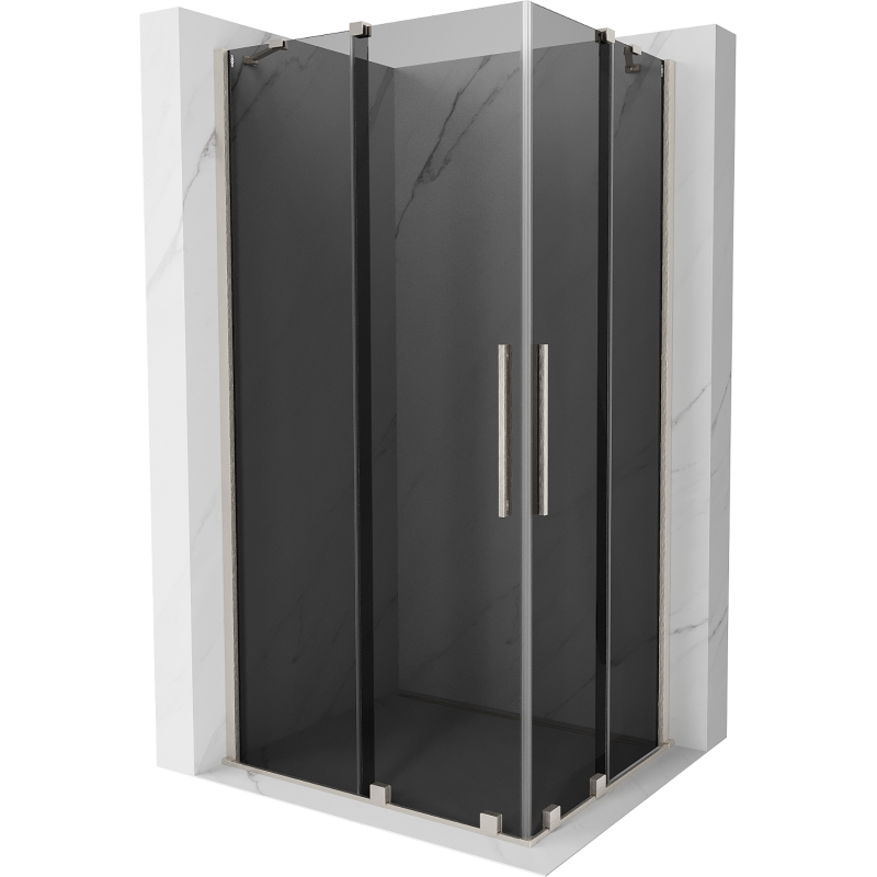 Mexen Velar Duo Schiebeduschkabine 90 x 80 cm, Graphit, gebürsteter Nickel - 871-090-080-42-97