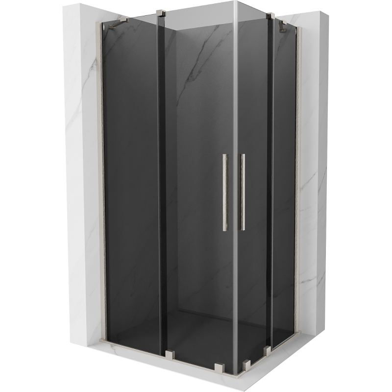 Mexen Velar Duo Schiebeduschkabine 100 x 90 cm, Graphit, gebürsteter Nickel - 871-100-090-42-97