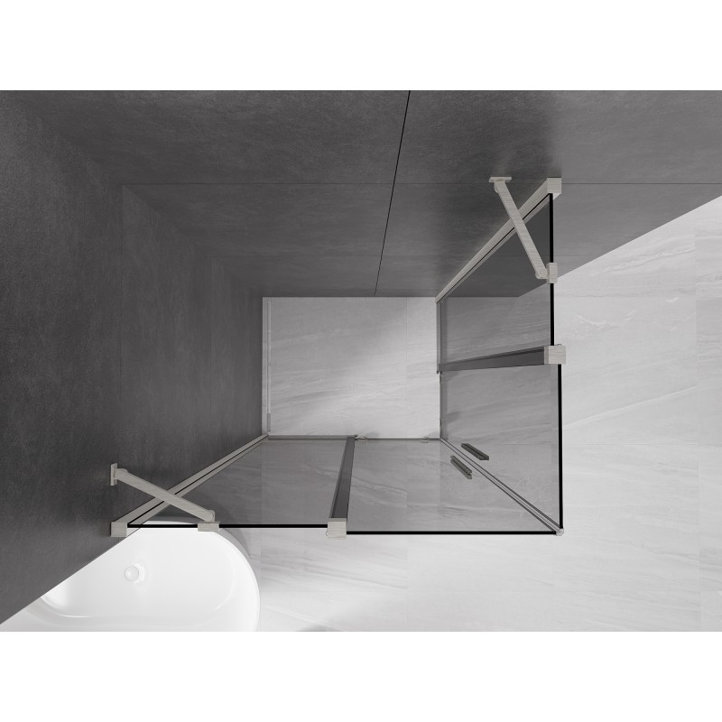 Mexen Velar Duo Schiebeduschkabine 90 x 80 cm, Graphit, gebürsteter Nickel - 871-090-080-42-97