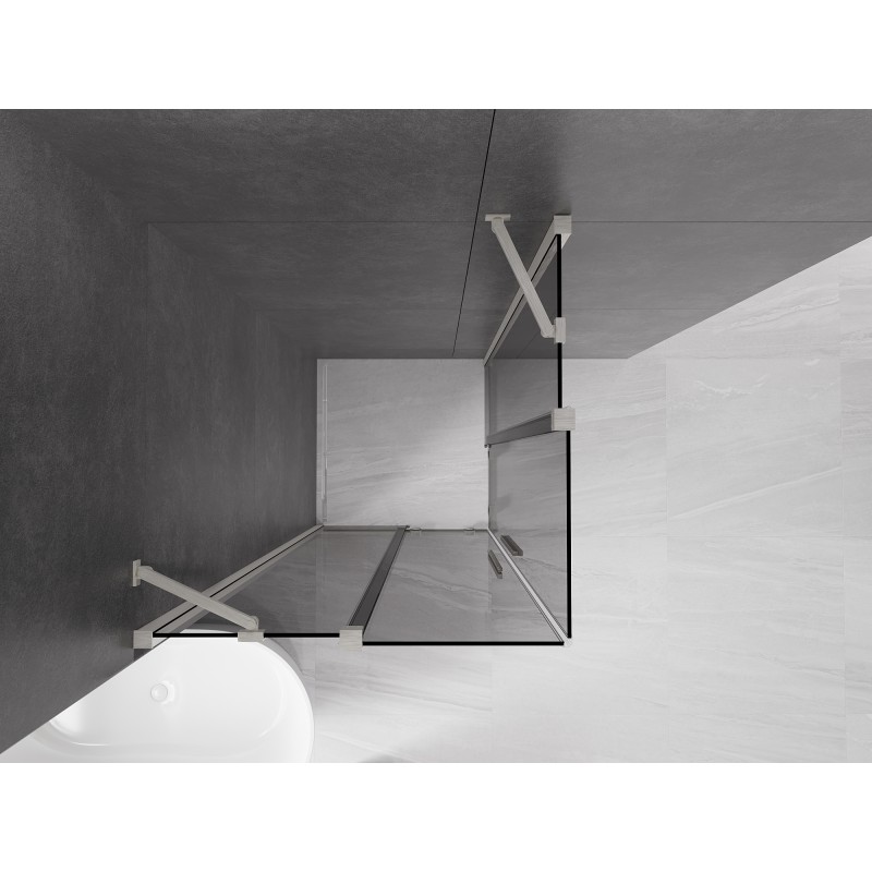 Mexen Velar Duo Duschkabine Schiebetür 80 x 80 cm, graphit, gebürsteter Nickel - 871-080-080-42-97