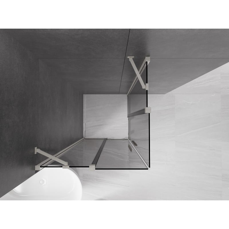 Mexen Velar Duo Schiebeduschkabine 100 x 100 cm, Graphit, gebürsteter Nickel - 871-100-100-42-97