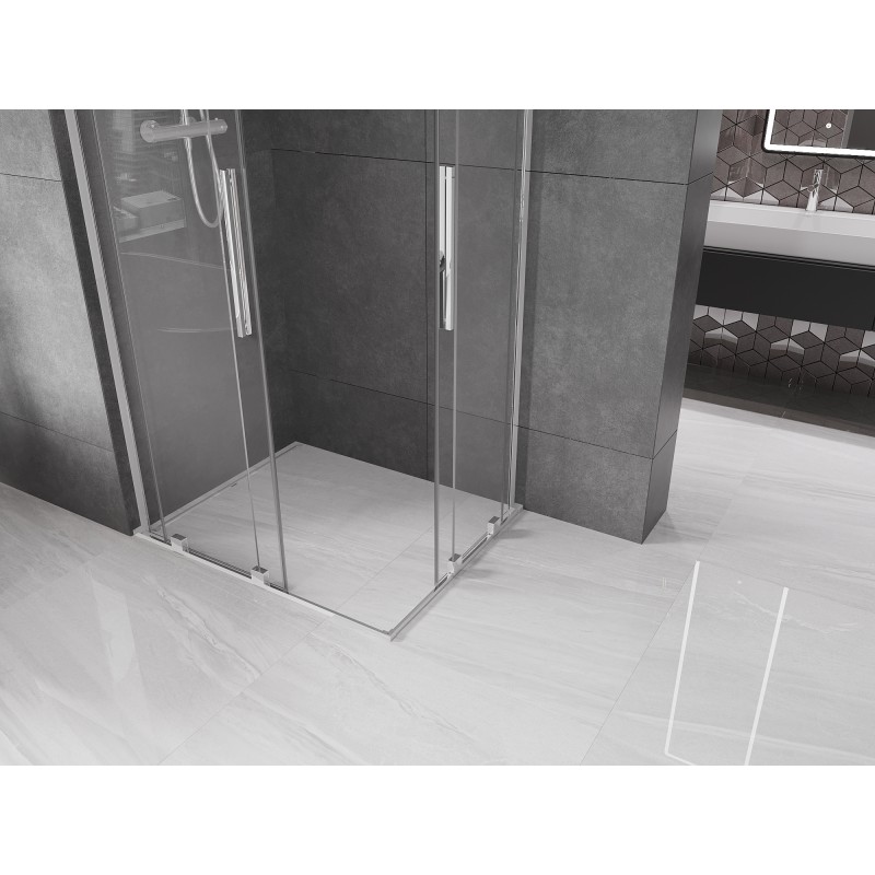 Mexen Velar L Duo verschiebbare Duschkabine 90 x 80 cm, transparent, chrom - 871-090-080-02-03-01