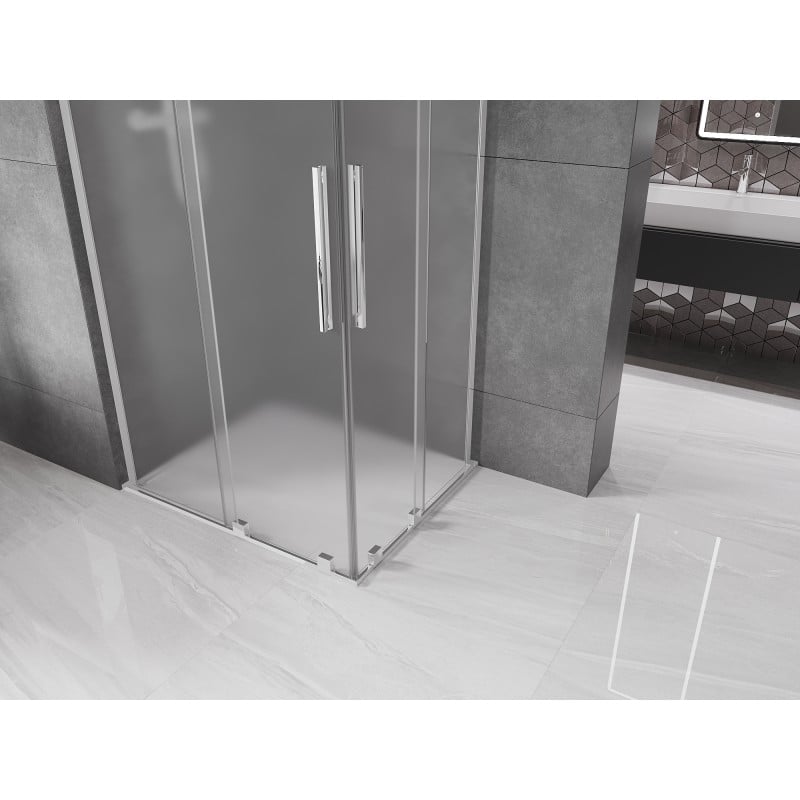 Mexen Velar L Duo Duschkabine Schiebetür 100 x 90 cm, mattiert, Chrom - 871-100-090-02-33-01