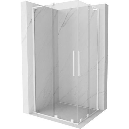 Mexen Velar L Duo Duschkabine Schiebetür 100 x 90 cm, transparent, weiß - 871-100-090-02-03-20