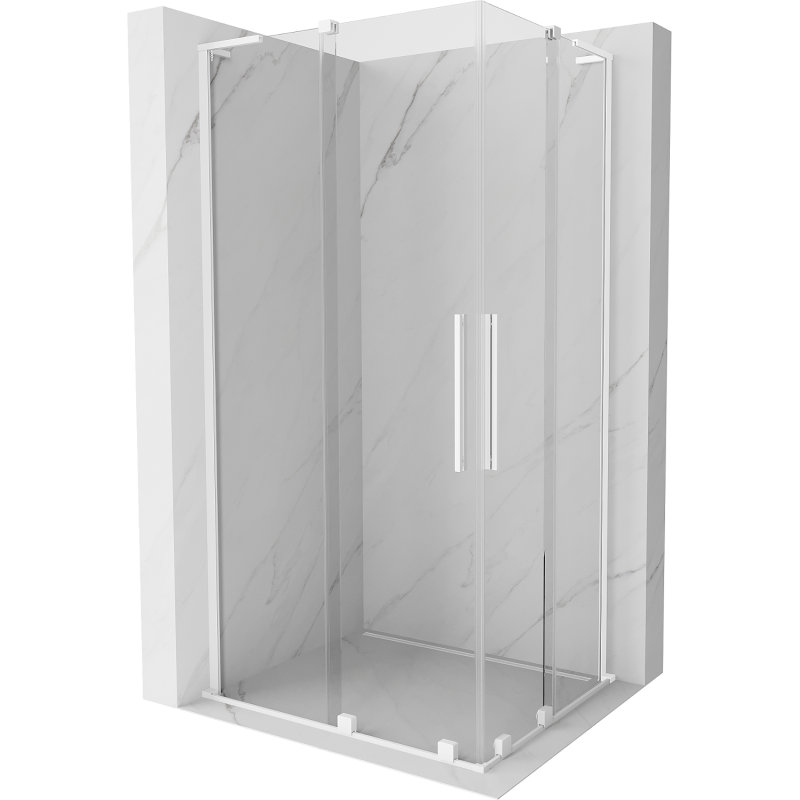 Mexen Velar L Duo Duschkabine verschiebbar 90 x 80 cm, transparent, weiß - 871-090-080-02-03-20
