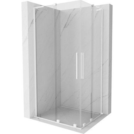 Mexen Velar L Duo Duschkabine verschiebbar 90 x 80 cm, transparent, weiß - 871-090-080-02-03-20