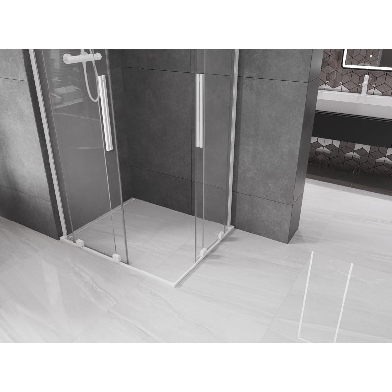 Mexen Velar L Duo Duschkabine verschiebbar 90 x 80 cm, transparent, weiß - 871-090-080-02-03-20