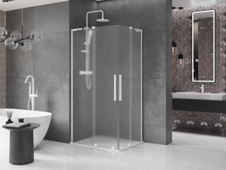 Mexen Velar L Duo Duschkabine Schiebetür 90 x 80 cm, matt, weiß - 871-090-080-02-33-20