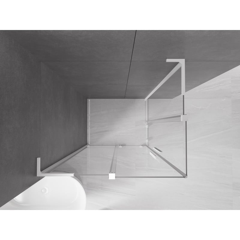 Mexen Velar L Duo Duschkabine verschiebbar 90 x 80 cm, transparent, weiß - 871-090-080-02-03-20