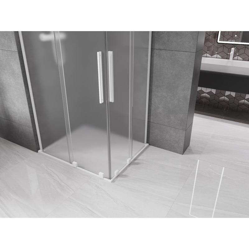 Mexen Velar L Duo Schiebeduschkabine 100 x 90 cm, Frost, Weiß - 871-100-090-02-33-20