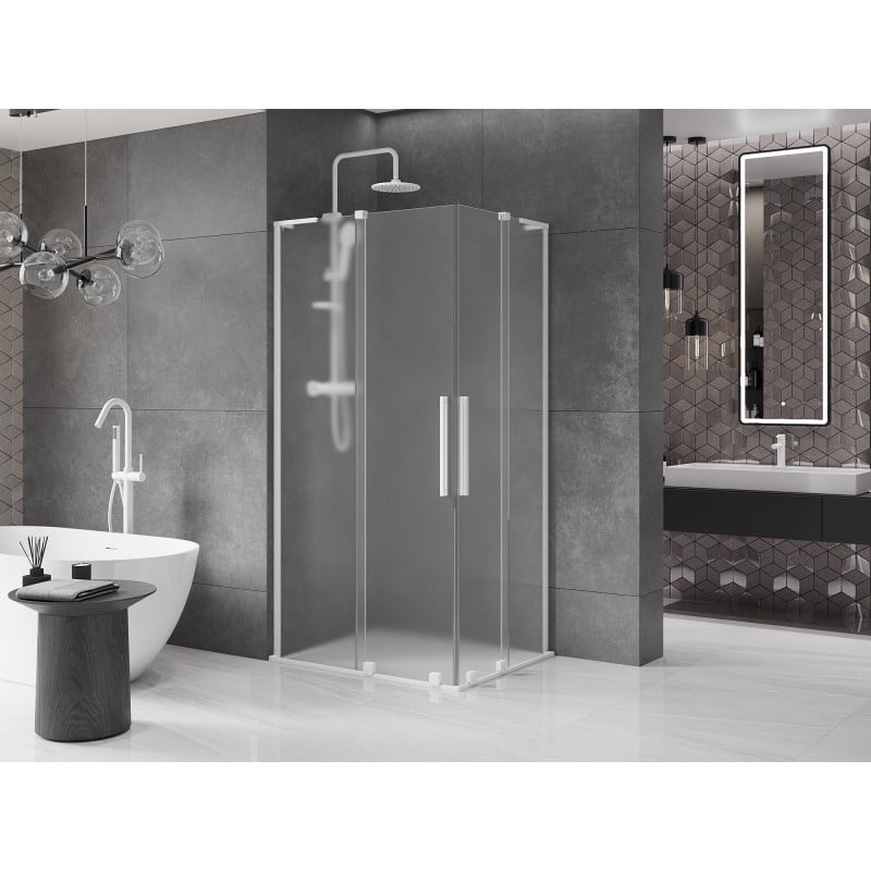 Mexen Velar L Duo Schiebeduschkabine 100 x 90 cm, Frost, Weiß - 871-100-090-02-33-20