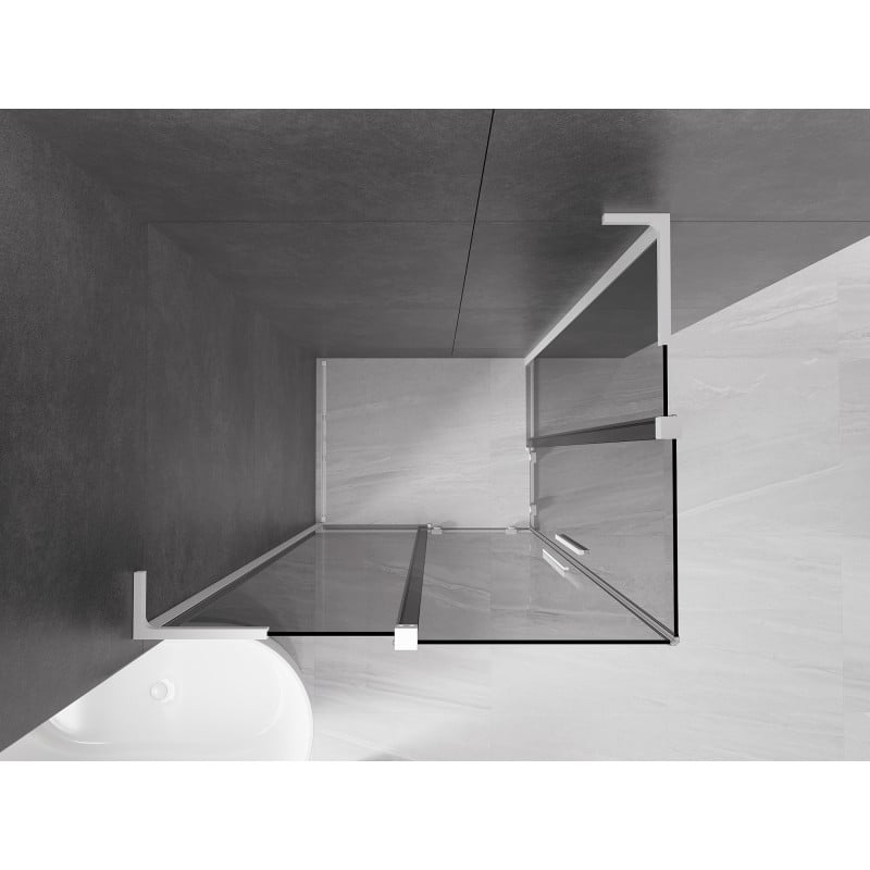 Mexen Velar L Duo Duschkabine zum Schieben 100 x 90 cm, Graphit, Weiß - 871-100-090-02-43-20