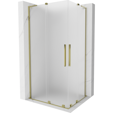 Mexen Velar L Duo Duschkabine, Schiebetür 90 x 80 cm, Milchglas, Gold - 871-090-080-02-33-50