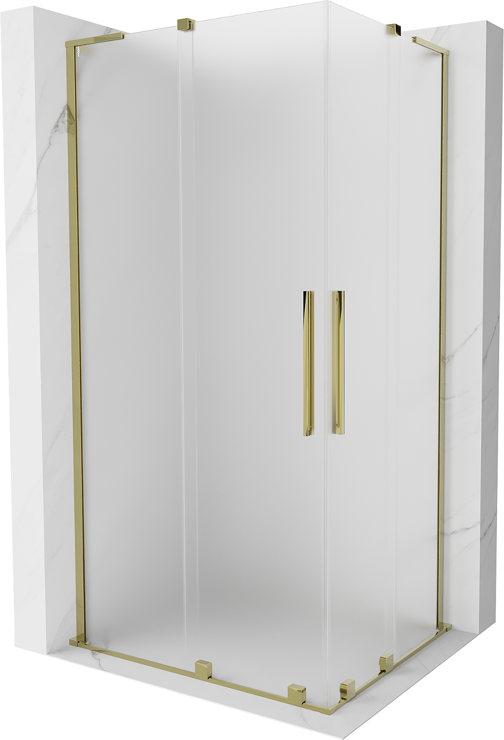 Mexen Velar L Duo Duschkabine Schiebetür 90 x 80 cm, satiniert, gold - 871-090-080-02-33-50