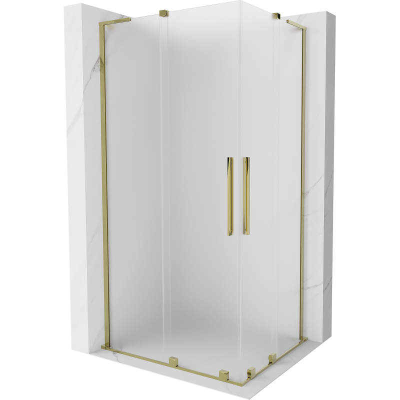 Mexen Velar L Duo Schiebeduschkabine 100 x 90 cm, Frostglas, Gold - 871-100-090-02-33-50
