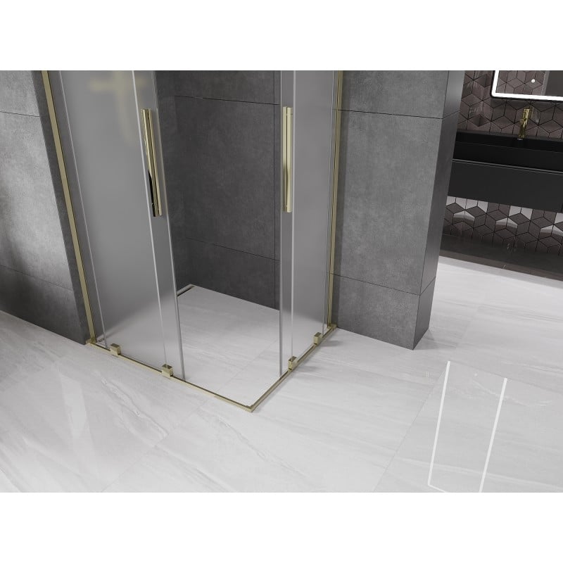 Mexen Velar L Duo Schiebeduschkabine 100 x 90 cm, Frostglas, Gold - 871-100-090-02-33-50