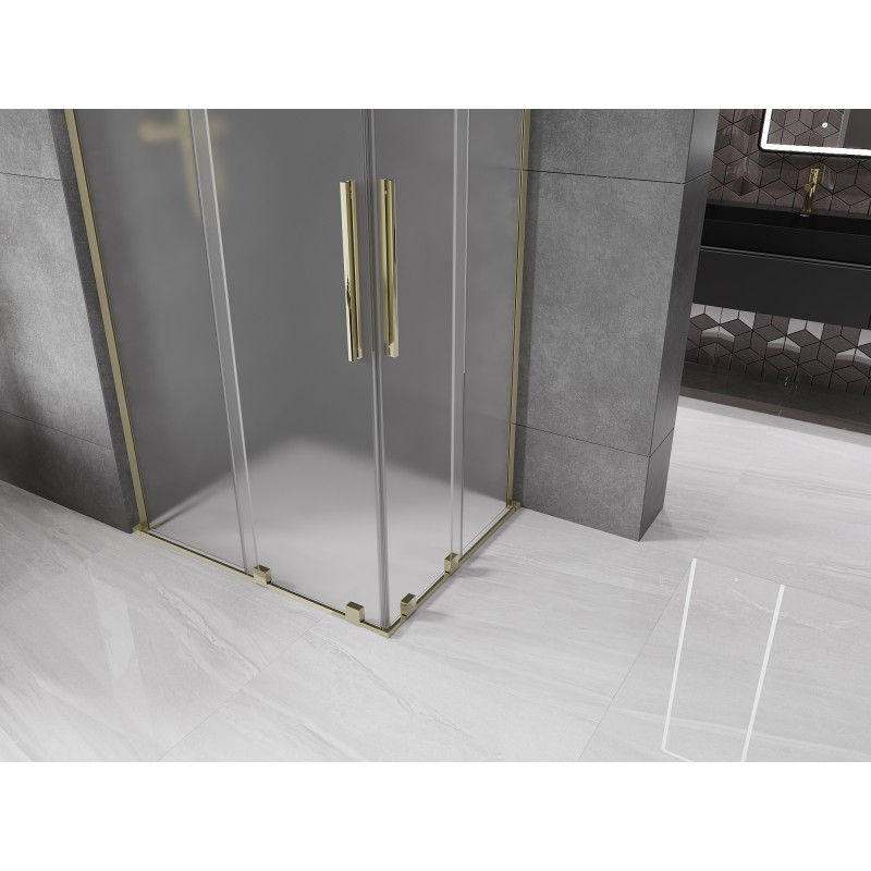 Mexen Velar L Duo Schiebeduschkabine 100 x 90 cm, Frostglas, Gold - 871-100-090-02-33-50