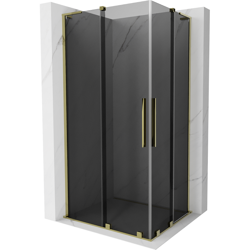 Mexen Velar L Duo Schiebedusche 90 x 80 cm, Graphit, Gold - 871-090-080-02-43-50