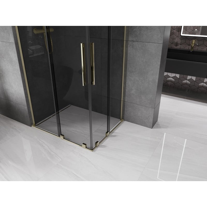 Mexen Velar L Duo Schiebedusche 90 x 80 cm, Graphit, Gold - 871-090-080-02-43-50