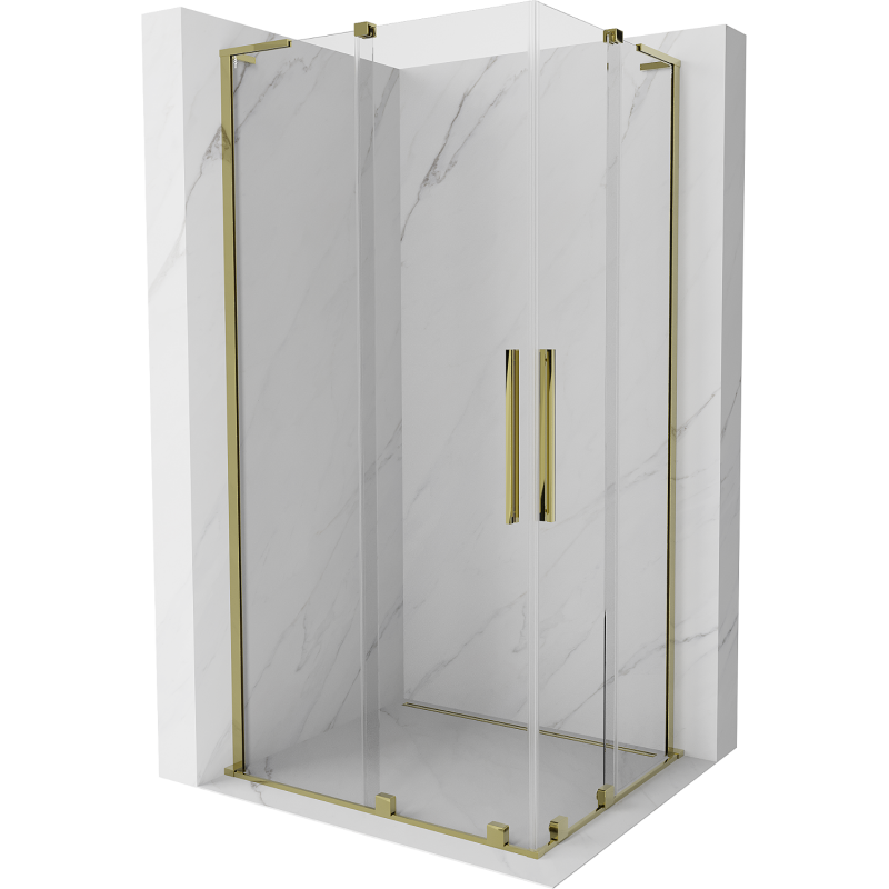 Mexen Velar L Duo Schiebeduschkabine 100 x 90 cm, transparent, gold - 871-100-090-02-03-50