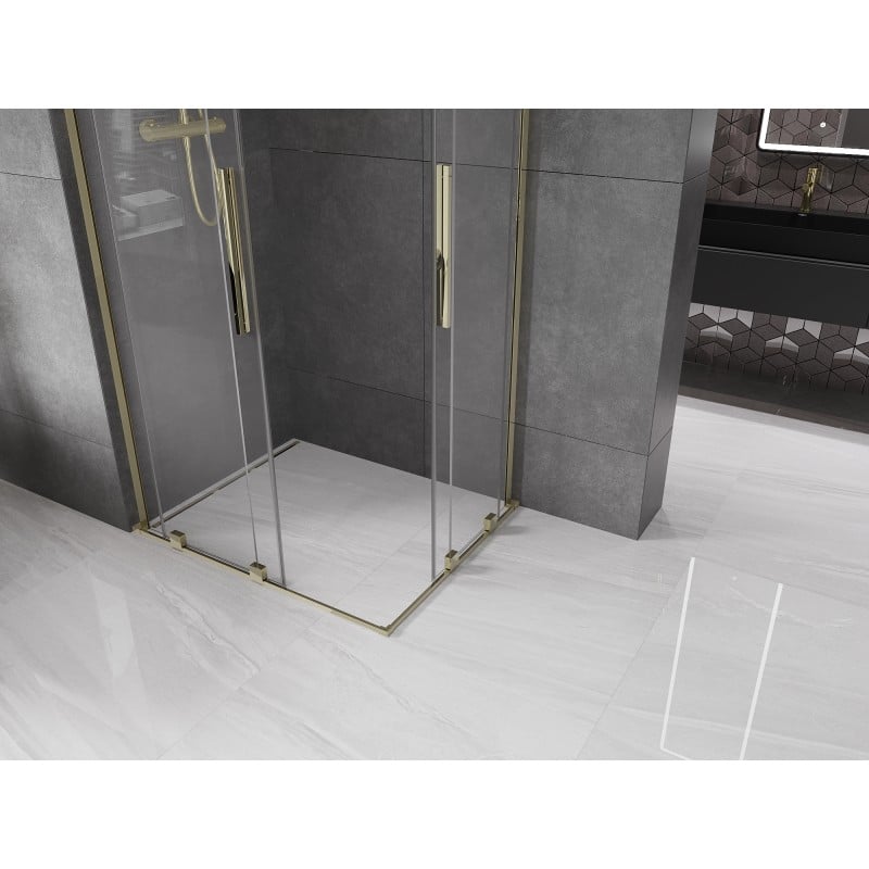 Mexen Velar L Duo Schiebeduschkabine 90 x 80 cm, transparent, gold - 871-090-080-02-03-50