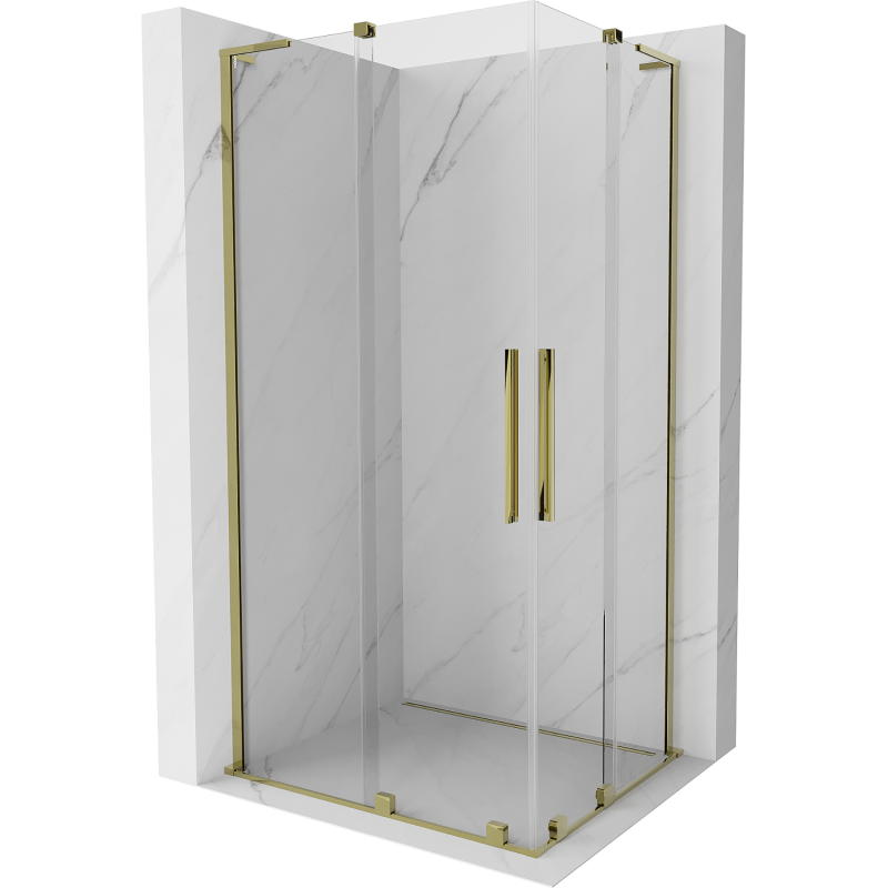 Mexen Velar L Duo Schiebeduschkabine 90 x 80 cm, transparent, gold - 871-090-080-02-03-50