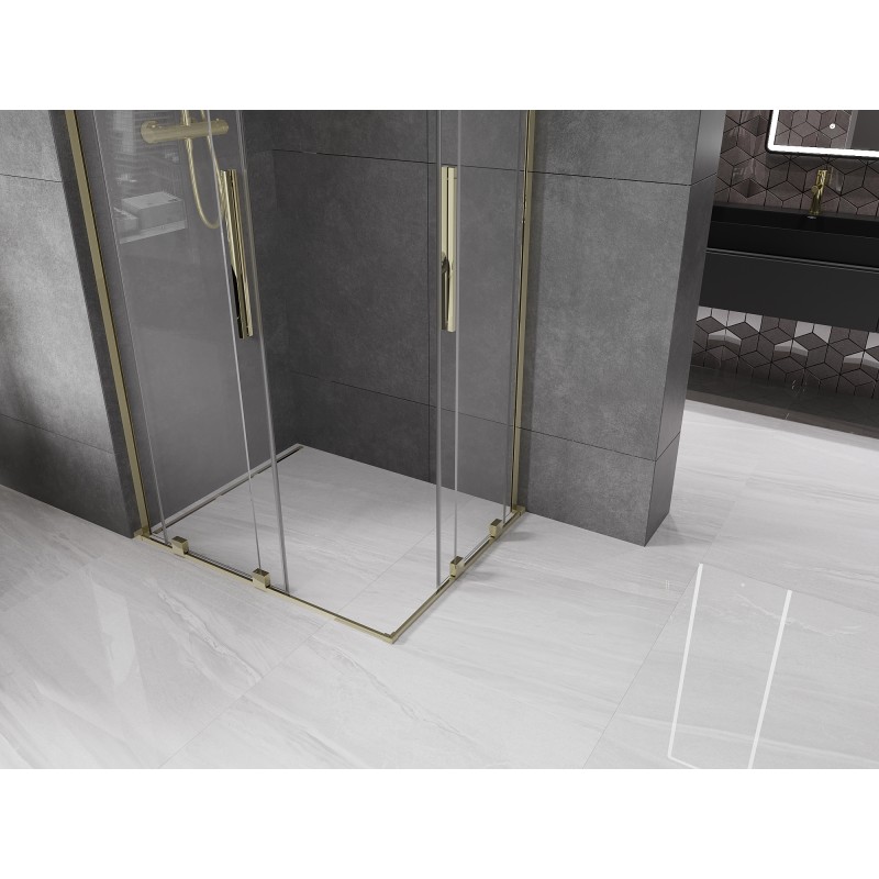 Mexen Velar L Duo Schiebeduschkabine 100 x 90 cm, transparent, gold - 871-100-090-02-03-50